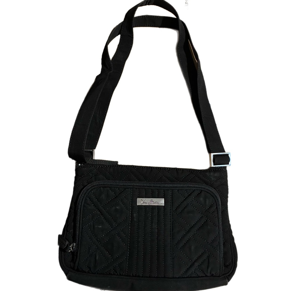 Vera Bradley Black Quilted Crossbody Bag Purse Little Hipster 10X6 Travel Basics